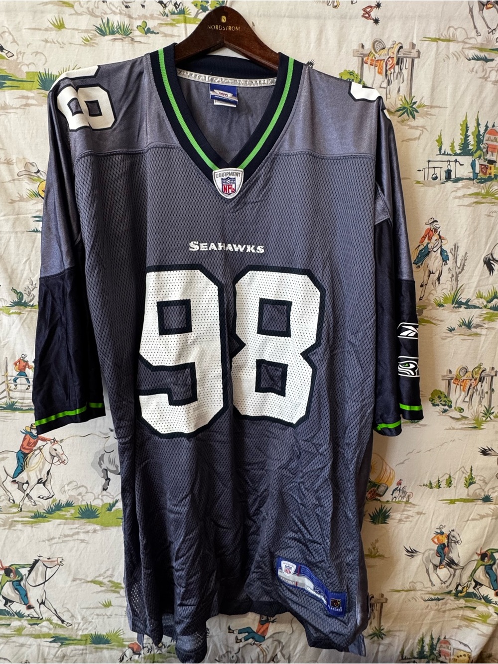 Reebok Seattle Seahawks #98 Blue Football Jersey Grant Wistrom size XXL
